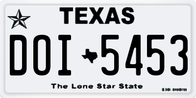TX license plate DOI5453