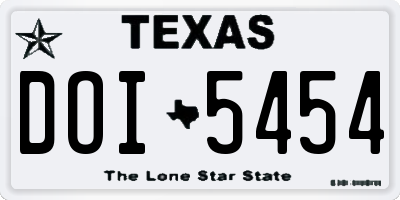 TX license plate DOI5454