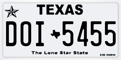 TX license plate DOI5455