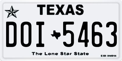TX license plate DOI5463