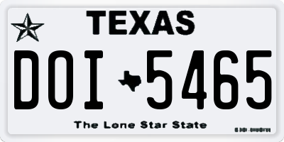 TX license plate DOI5465