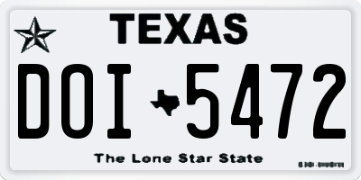 TX license plate DOI5472