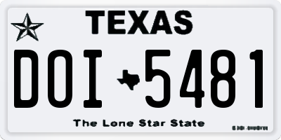 TX license plate DOI5481