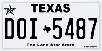 TX license plate DOI5487