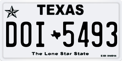 TX license plate DOI5493