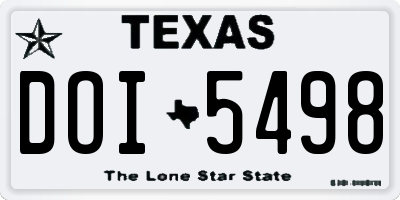 TX license plate DOI5498