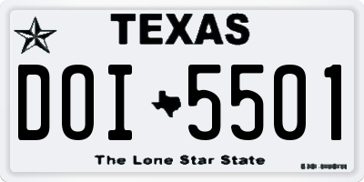 TX license plate DOI5501
