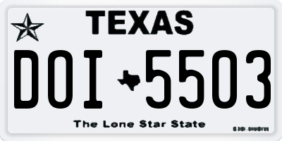 TX license plate DOI5503