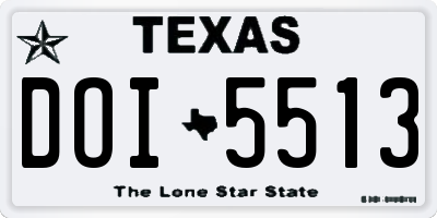 TX license plate DOI5513