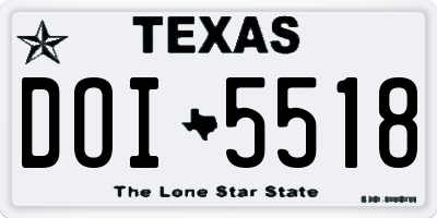 TX license plate DOI5518