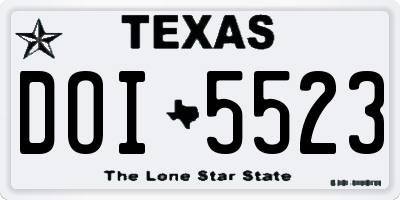 TX license plate DOI5523