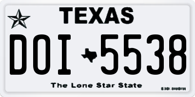 TX license plate DOI5538