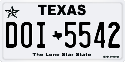 TX license plate DOI5542
