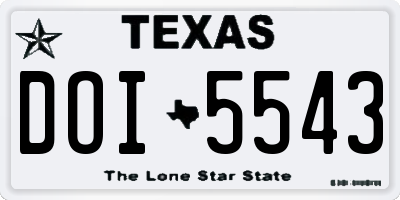 TX license plate DOI5543