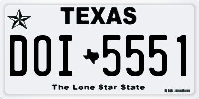 TX license plate DOI5551