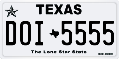 TX license plate DOI5555