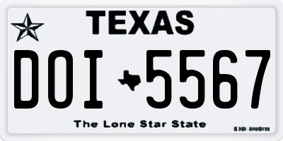 TX license plate DOI5567