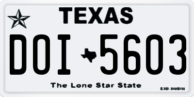 TX license plate DOI5603