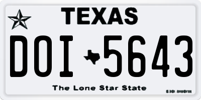 TX license plate DOI5643