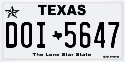 TX license plate DOI5647