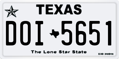TX license plate DOI5651