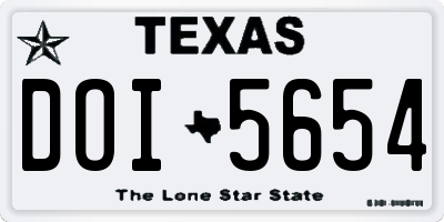 TX license plate DOI5654