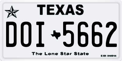 TX license plate DOI5662