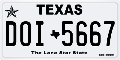 TX license plate DOI5667