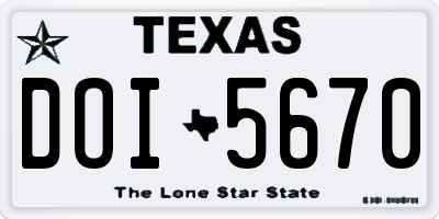 TX license plate DOI5670