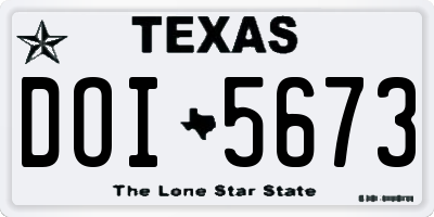 TX license plate DOI5673