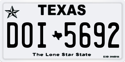 TX license plate DOI5692