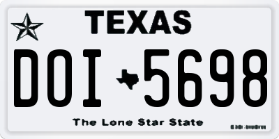 TX license plate DOI5698