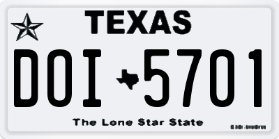 TX license plate DOI5701