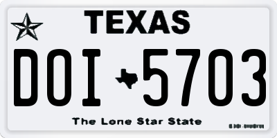 TX license plate DOI5703