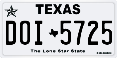 TX license plate DOI5725