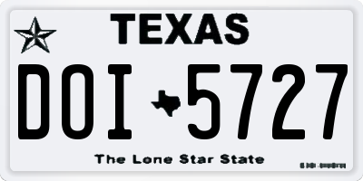 TX license plate DOI5727