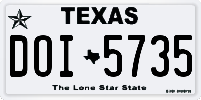 TX license plate DOI5735