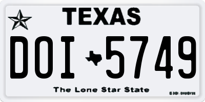 TX license plate DOI5749