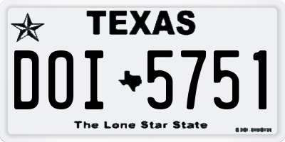 TX license plate DOI5751