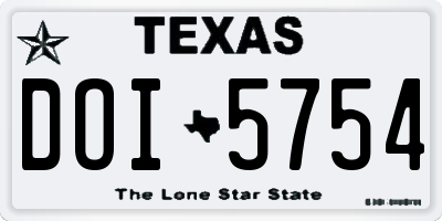 TX license plate DOI5754