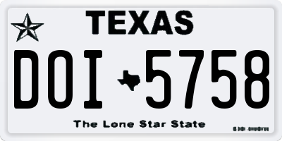 TX license plate DOI5758