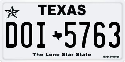 TX license plate DOI5763