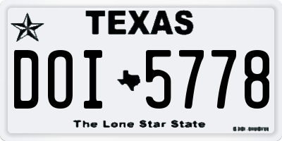 TX license plate DOI5778