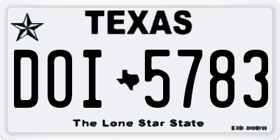 TX license plate DOI5783