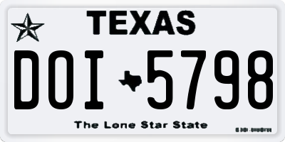 TX license plate DOI5798