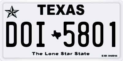 TX license plate DOI5801