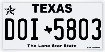TX license plate DOI5803