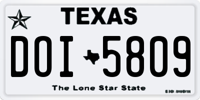 TX license plate DOI5809