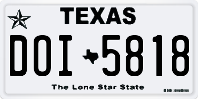 TX license plate DOI5818