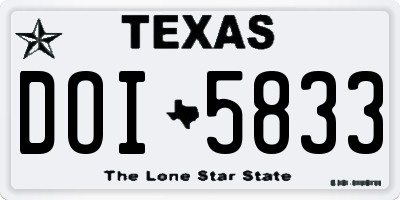 TX license plate DOI5833